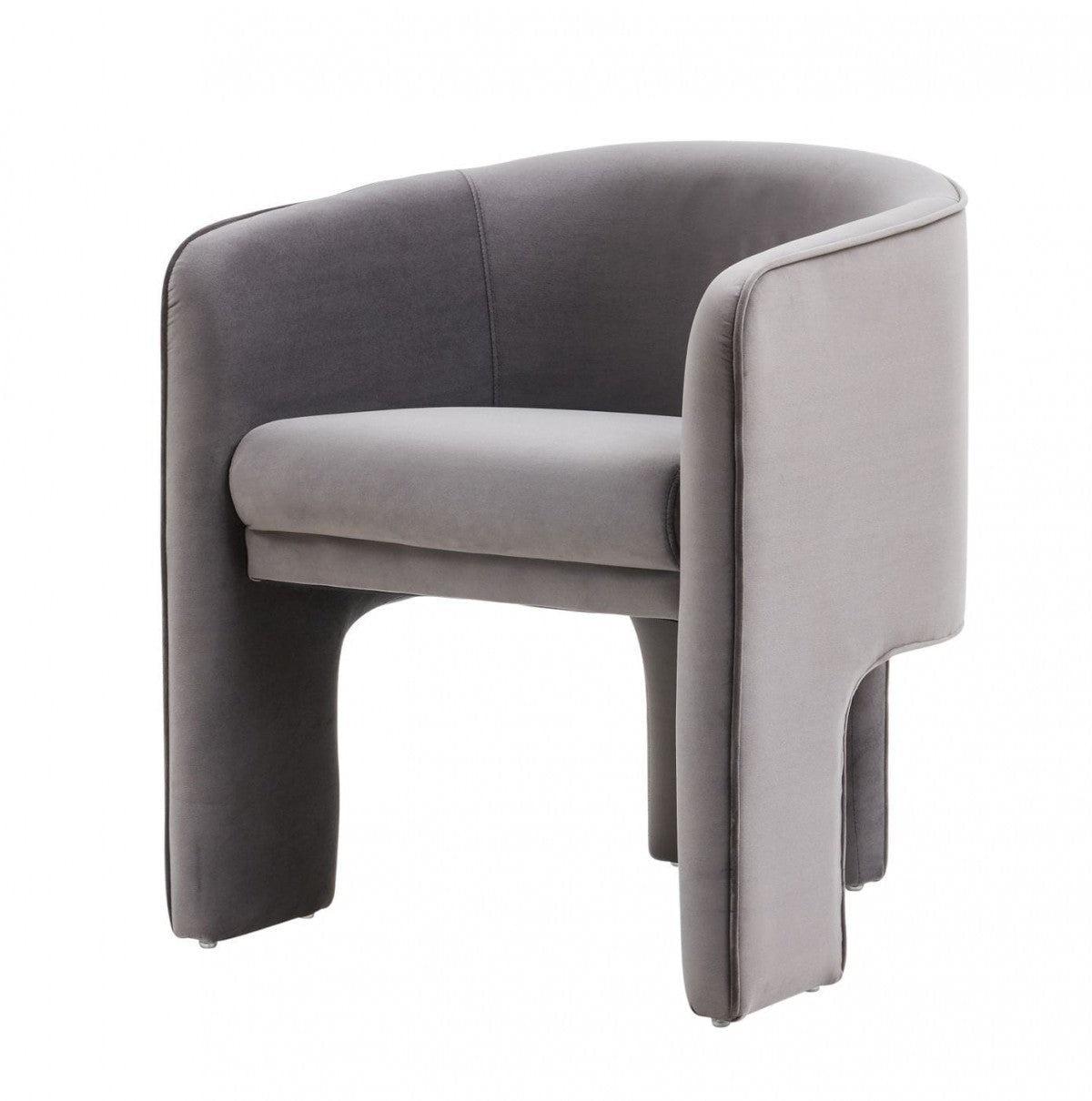 HomeRoots 28" Contemporary Three Legged Velvet Chair in Dark Gray Finish