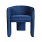 HomeRoots 28" Contemporary Velvet Three Legged Chair in Royal Blue and Gray Finish