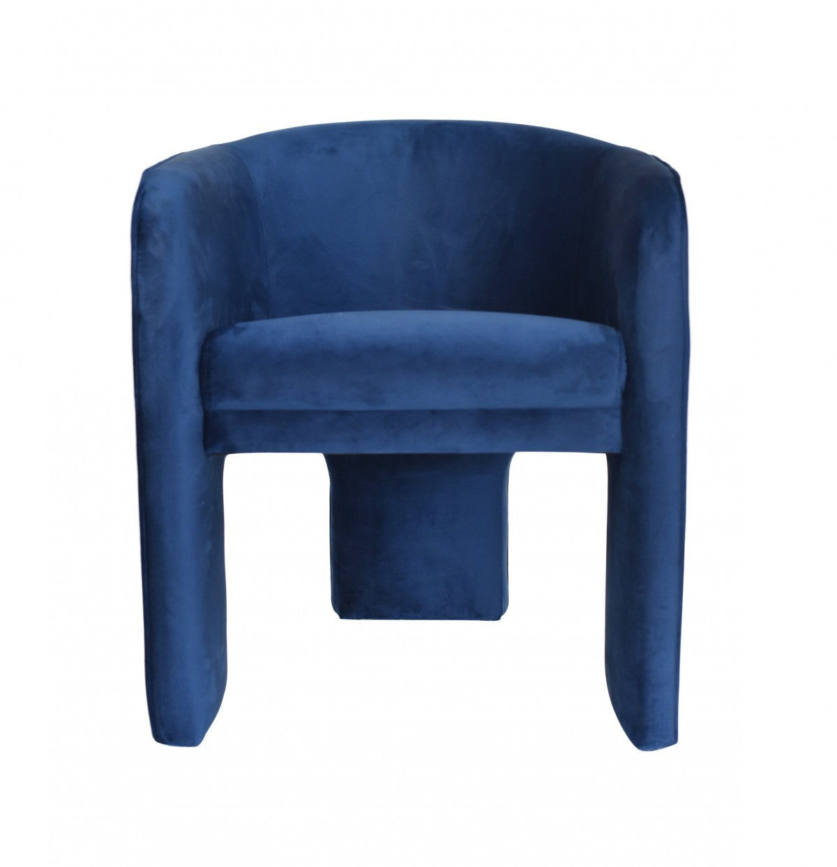 HomeRoots 28" Contemporary Velvet Three Legged Chair in Royal Blue and Gray Finish