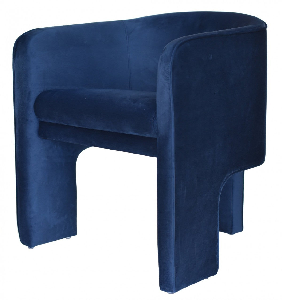 HomeRoots 28" Contemporary Velvet Three Legged Chair in Royal Blue and Gray Finish