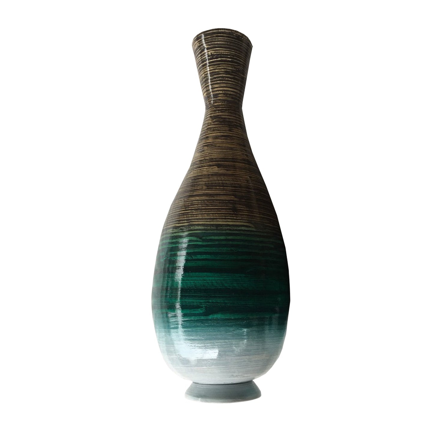 HomeRoots 28" Distressed Aqua Spun Bamboo Artisan Floor Vase