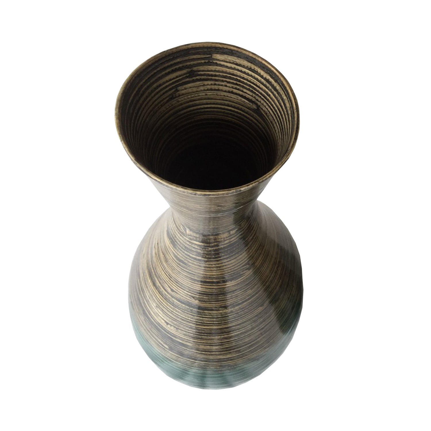 HomeRoots 28" Distressed Aqua Spun Bamboo Artisan Floor Vase