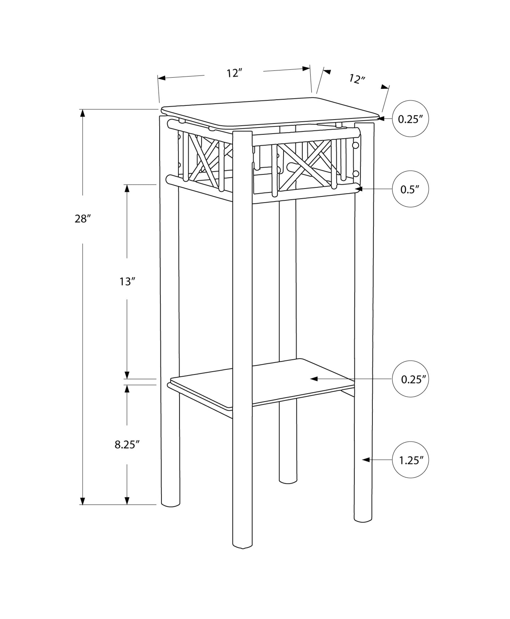 HomeRoots 28" End Table With Shelf in Black and Clear Glass Finish