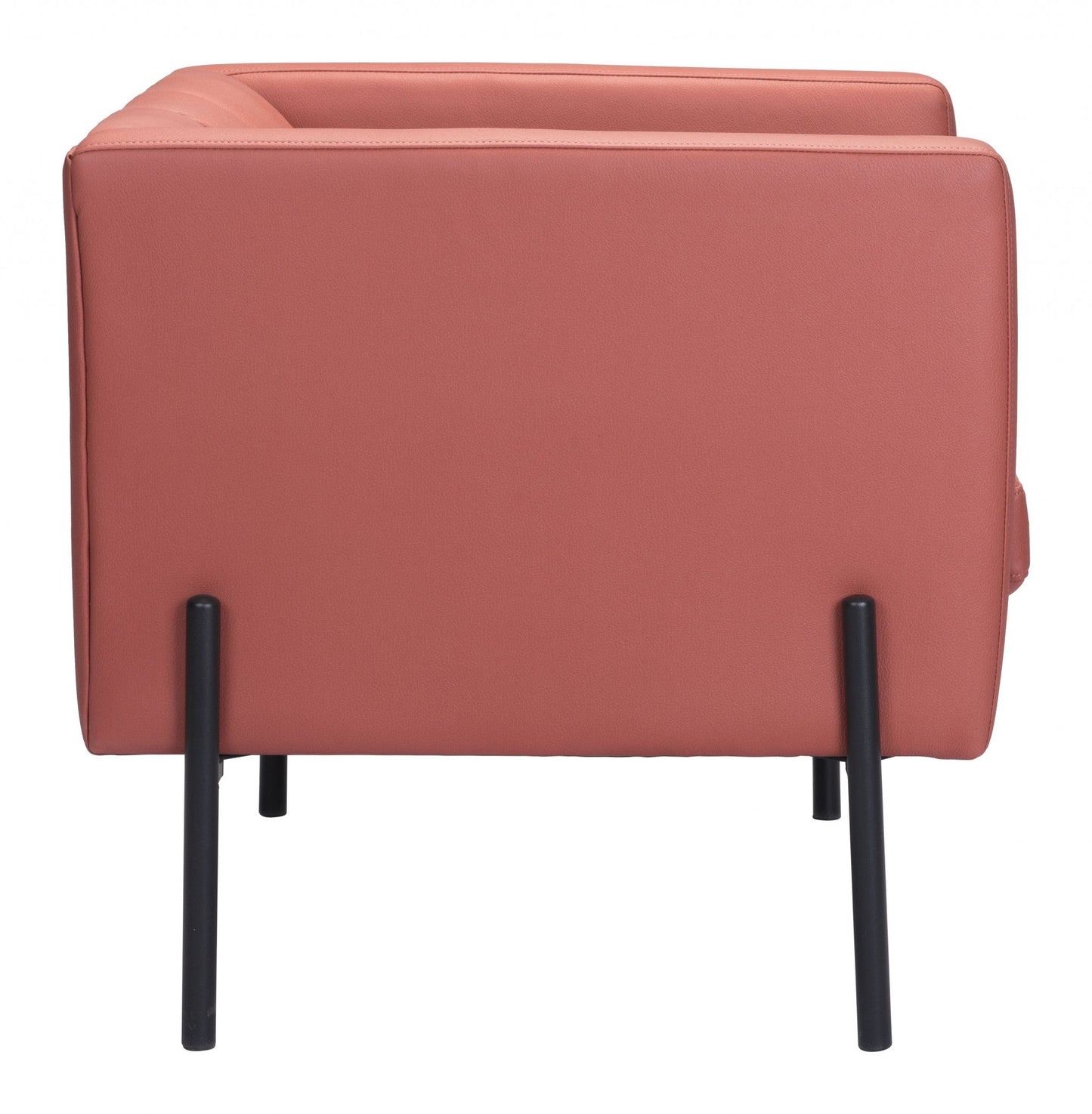 HomeRoots 28" Faux Leather Tufted Barrel Chair in Rust and Black Finish