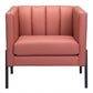 HomeRoots 28" Faux Leather Tufted Barrel Chair in Rust and Black Finish