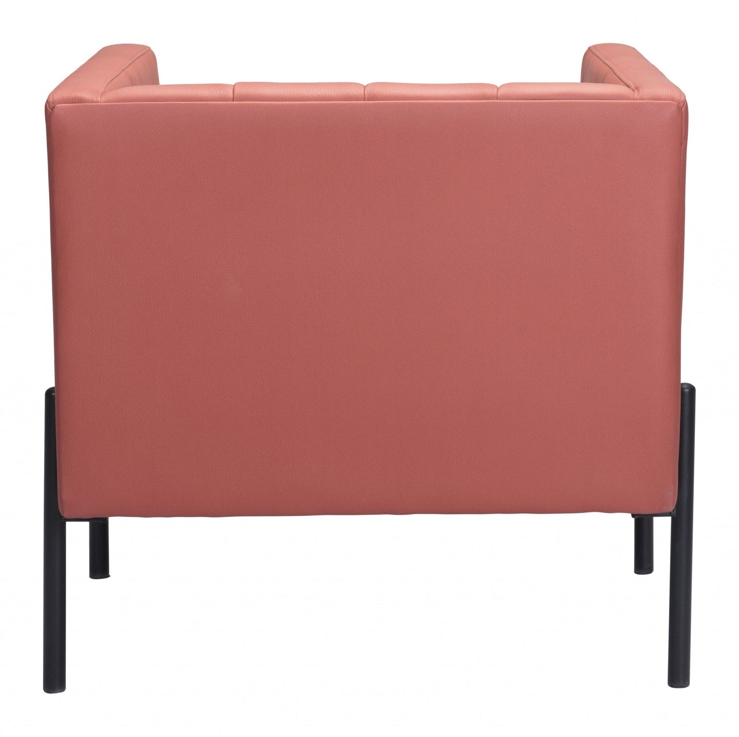 HomeRoots 28" Faux Leather Tufted Barrel Chair in Rust and Black Finish