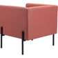 HomeRoots 28" Faux Leather Tufted Barrel Chair in Rust and Black Finish