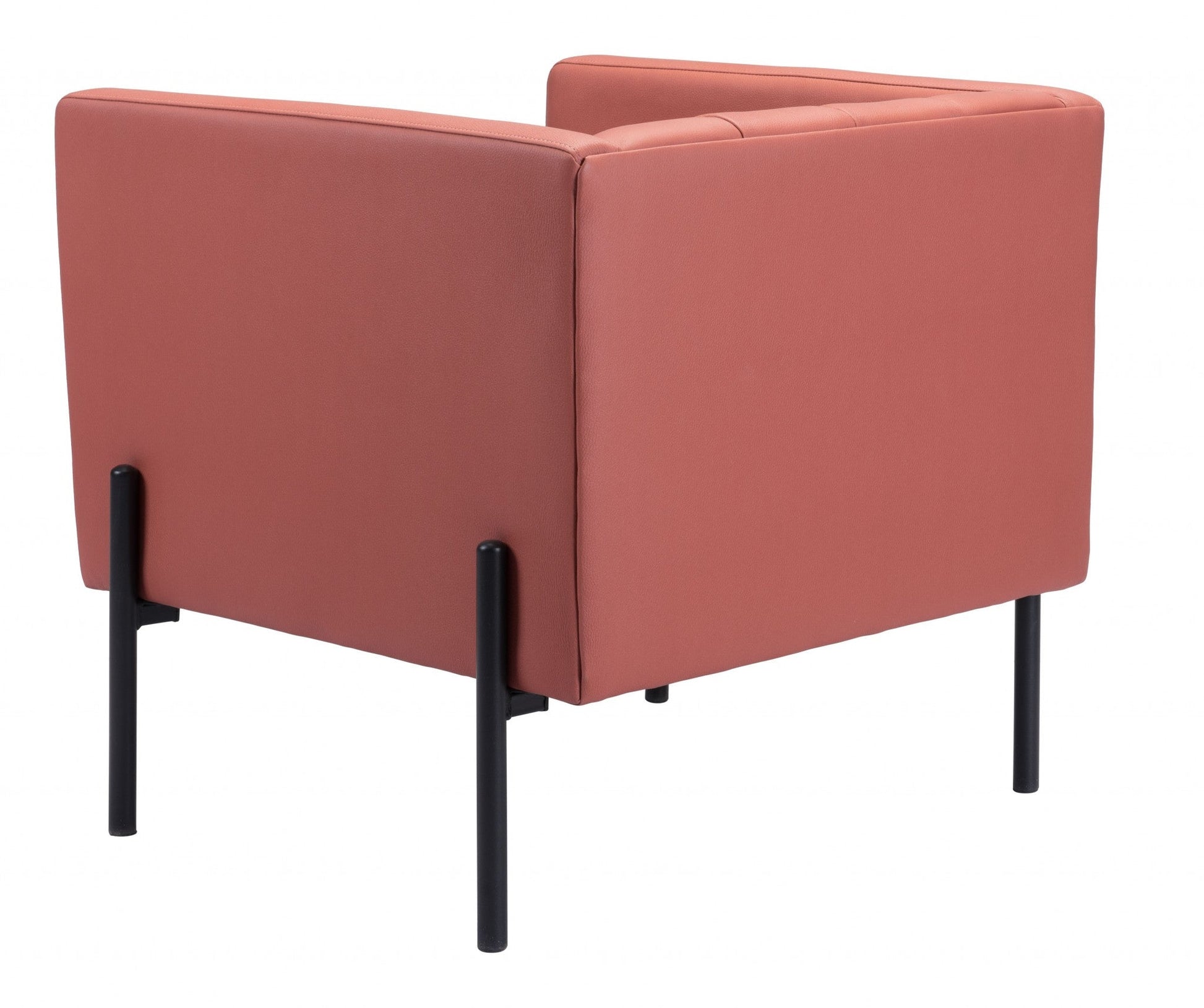 HomeRoots 28" Faux Leather Tufted Barrel Chair in Rust and Black Finish