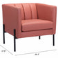 HomeRoots 28" Faux Leather Tufted Barrel Chair in Rust and Black Finish