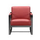 HomeRoots 28" Genuine Leather Arm Chair in Red And Black Finish