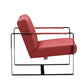 HomeRoots 28" Genuine Leather Arm Chair in Red And Black Finish