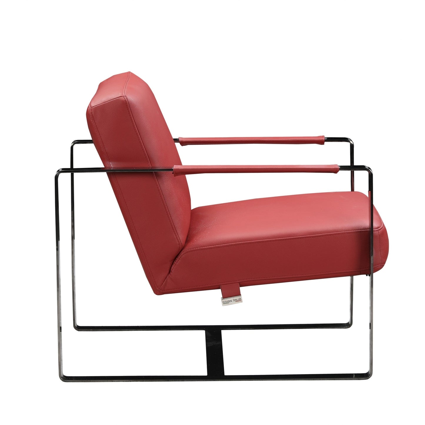 HomeRoots 28" Genuine Leather Arm Chair in Red And Black Finish