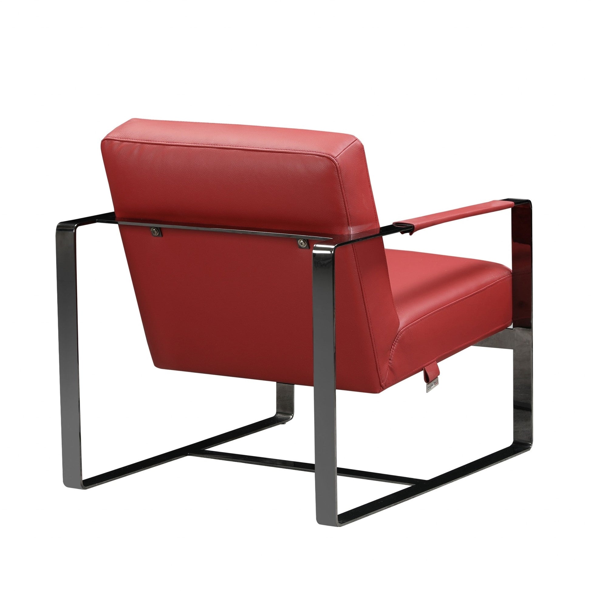 HomeRoots 28" Genuine Leather Arm Chair in Red And Black Finish