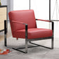 HomeRoots 28" Genuine Leather Arm Chair in Red And Black Finish