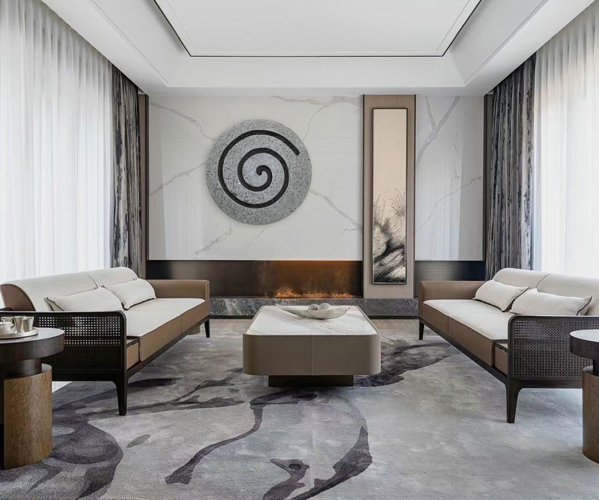 HomeRoots 28 Gray Round Modern Spiral Wall Art