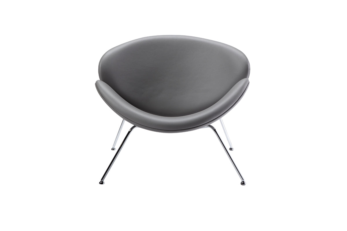 HomeRoots 28" Grey Leatherette and Metal Accent Chair