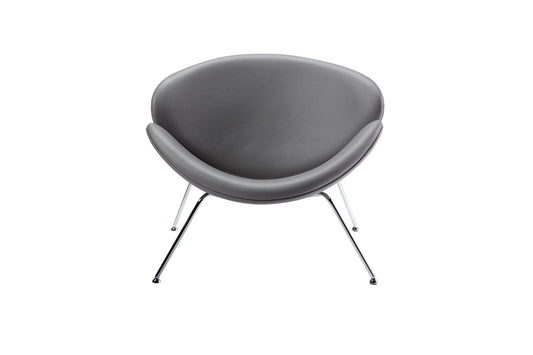 HomeRoots 28" Grey Leatherette and Metal Accent Chair