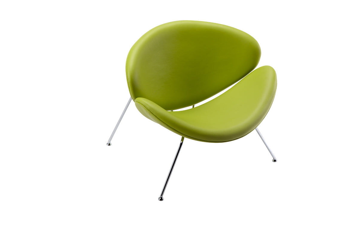 HomeRoots 28" Leatherette and Metal Accent Chair in Green Finish