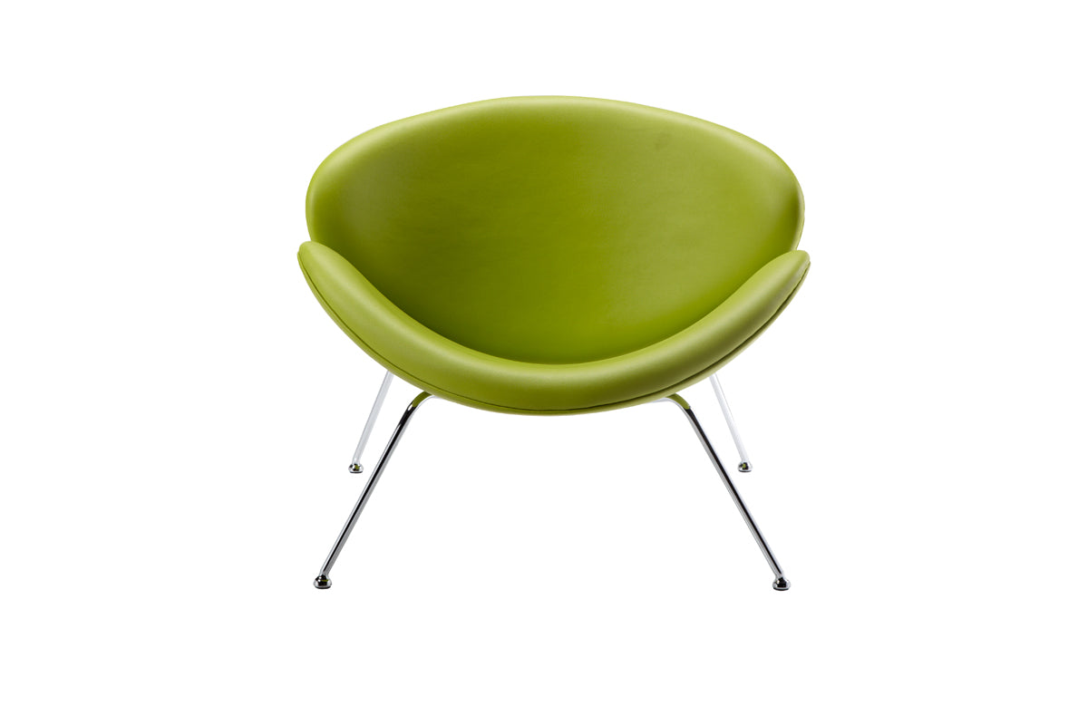 HomeRoots 28" Leatherette and Metal Accent Chair in Green Finish