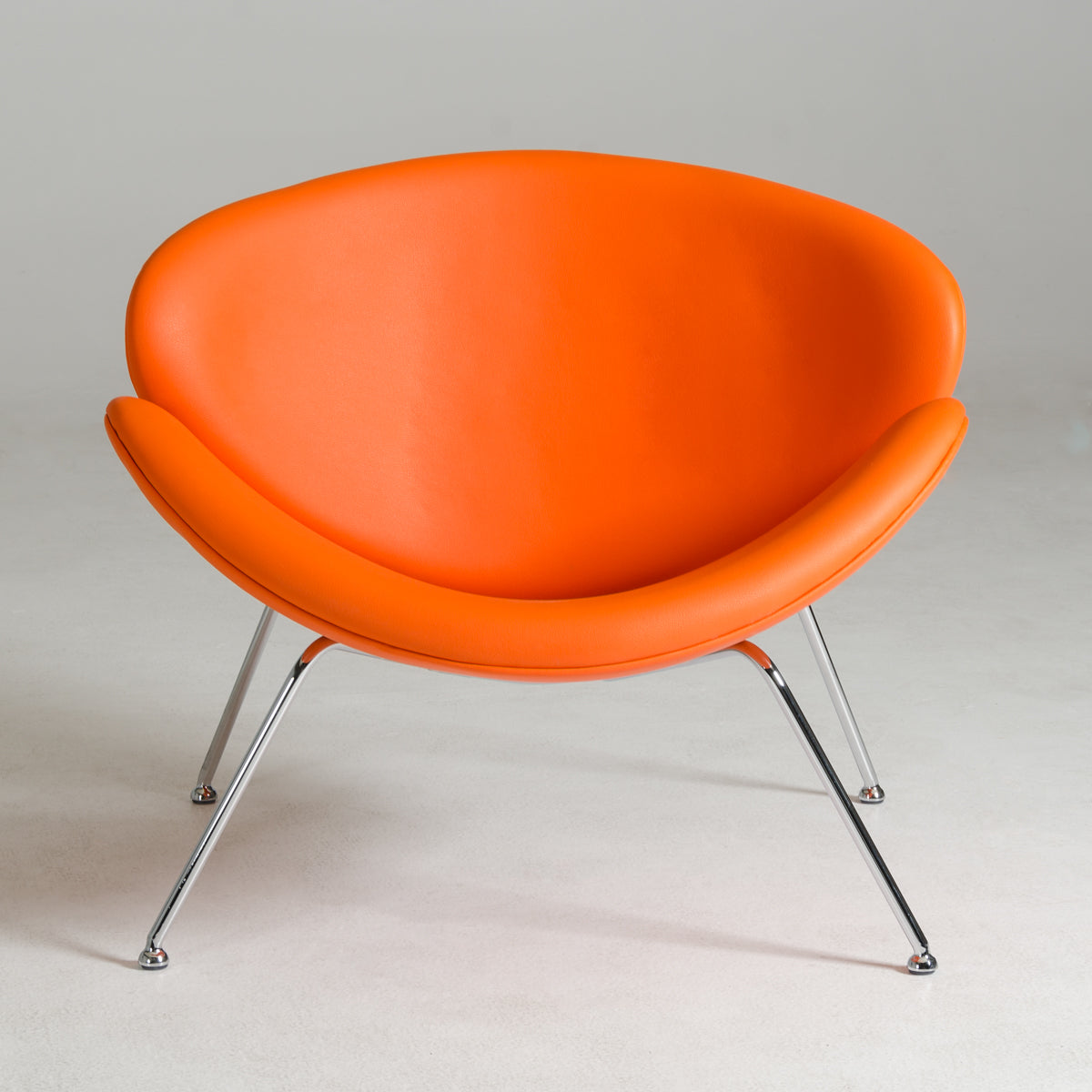 HomeRoots 28" Leatherette and Metal Accent Chair in Orange Finish