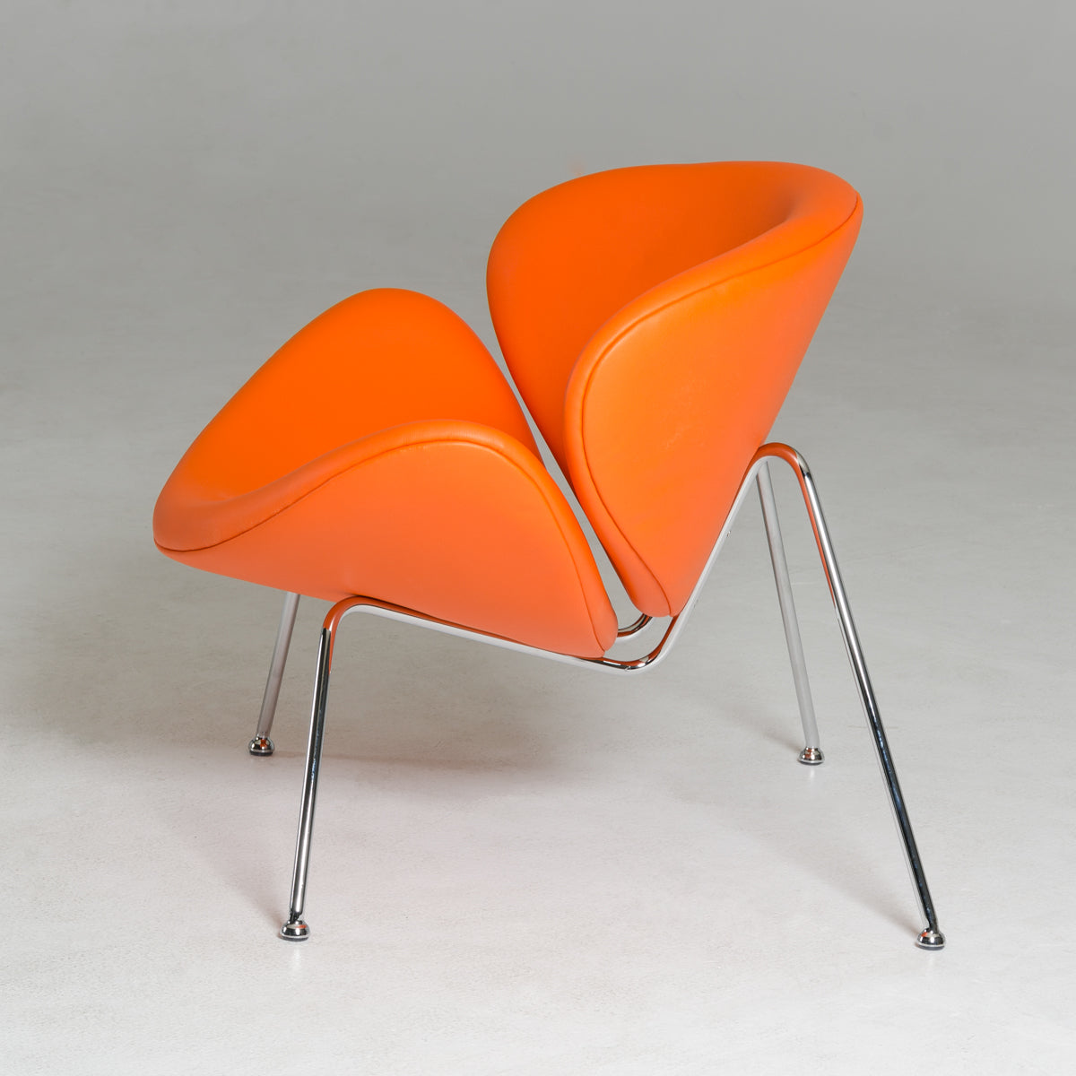 HomeRoots 28" Leatherette and Metal Accent Chair in Orange Finish