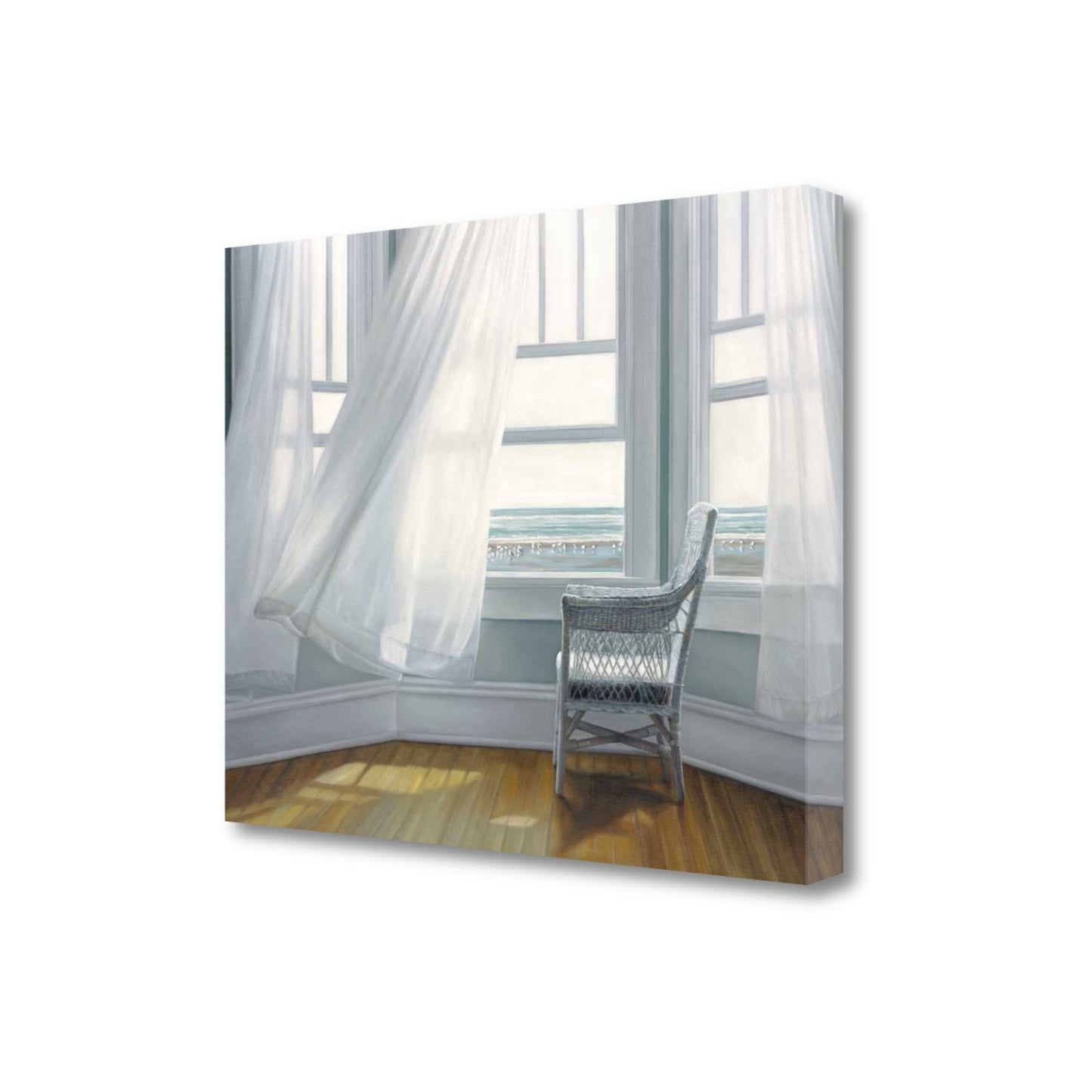 HomeRoots 28" Lonesome Single Chair with Flying White Curtains Giclee Wrap Canvas Wall Art