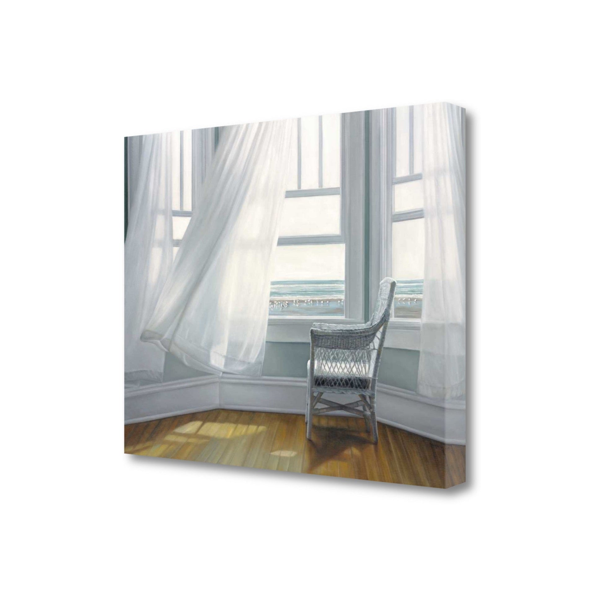 HomeRoots 28" Lonesome Single Chair with Flying White Curtains Giclee Wrap Canvas Wall Art