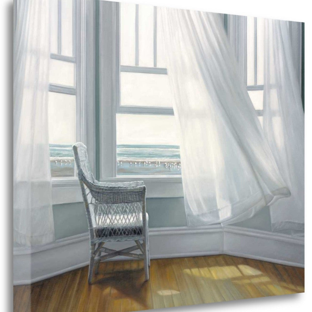 HomeRoots 28" Lonesome Single Chair with Flying White Curtains Giclee Wrap Canvas Wall Art