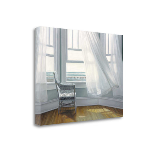 HomeRoots 28" Lonesome Single Chair with Flying White Curtains Giclee Wrap Canvas Wall Art