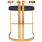 HomeRoots 28" Low Back Counter Height Bar Chair With Footrest in Black and Gold Finish