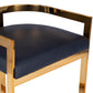 HomeRoots 28" Low Back Counter Height Bar Chair With Footrest in Black and Gold Finish