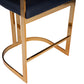 HomeRoots 28" Low Back Counter Height Bar Chair With Footrest in Black and Gold Finish