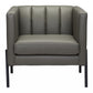 HomeRoots 28" Modern Cube Faux Leather Accent Chair With Dark Khaki Green and Black Finish