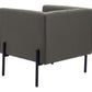 HomeRoots 28" Modern Cube Faux Leather Accent Chair With Dark Khaki Green and Black Finish