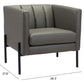 HomeRoots 28" Modern Cube Faux Leather Accent Chair With Dark Khaki Green and Black Finish