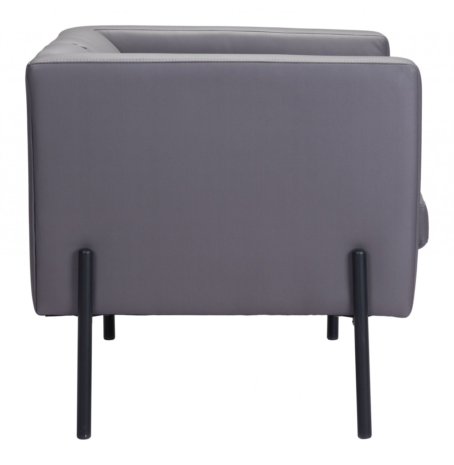 HomeRoots 28" Modern Cube Faux Leather Accent Chair With Light Gray and Black Finish