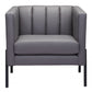 HomeRoots 28" Modern Cube Faux Leather Accent Chair With Light Gray and Black Finish