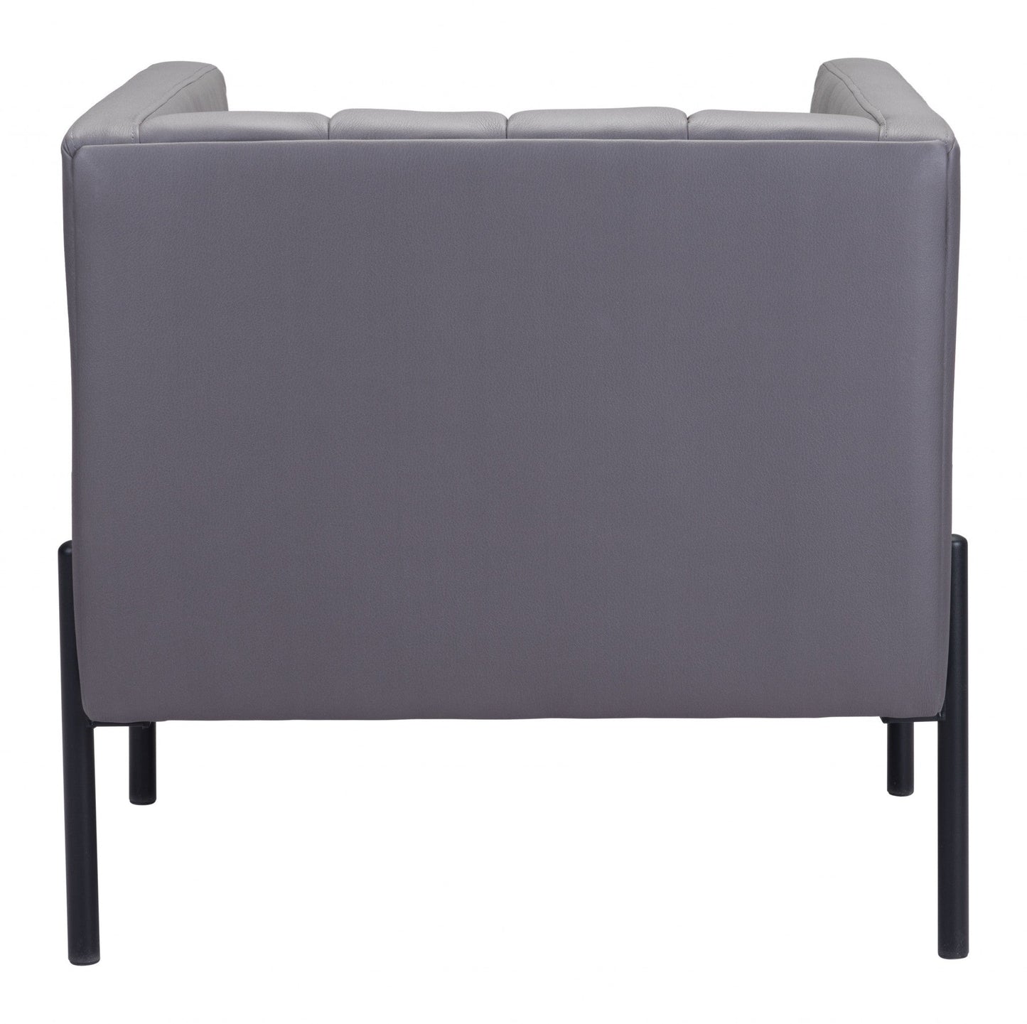 HomeRoots 28" Modern Cube Faux Leather Accent Chair With Light Gray and Black Finish