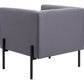 HomeRoots 28" Modern Cube Faux Leather Accent Chair With Light Gray and Black Finish