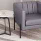 HomeRoots 28" Modern Cube Faux Leather Accent Chair With Light Gray and Black Finish