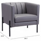 HomeRoots 28" Modern Cube Faux Leather Accent Chair With Light Gray and Black Finish