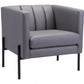 HomeRoots 28" Modern Cube Faux Leather Accent Chair With Light Gray and Black Finish