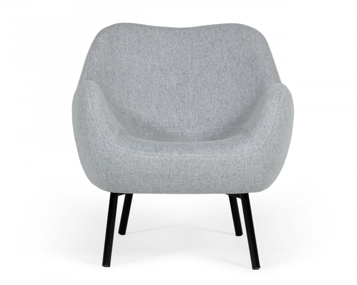HomeRoots 28" Modern Linen Fabric Chunky Wingback Chair in Grey Finish