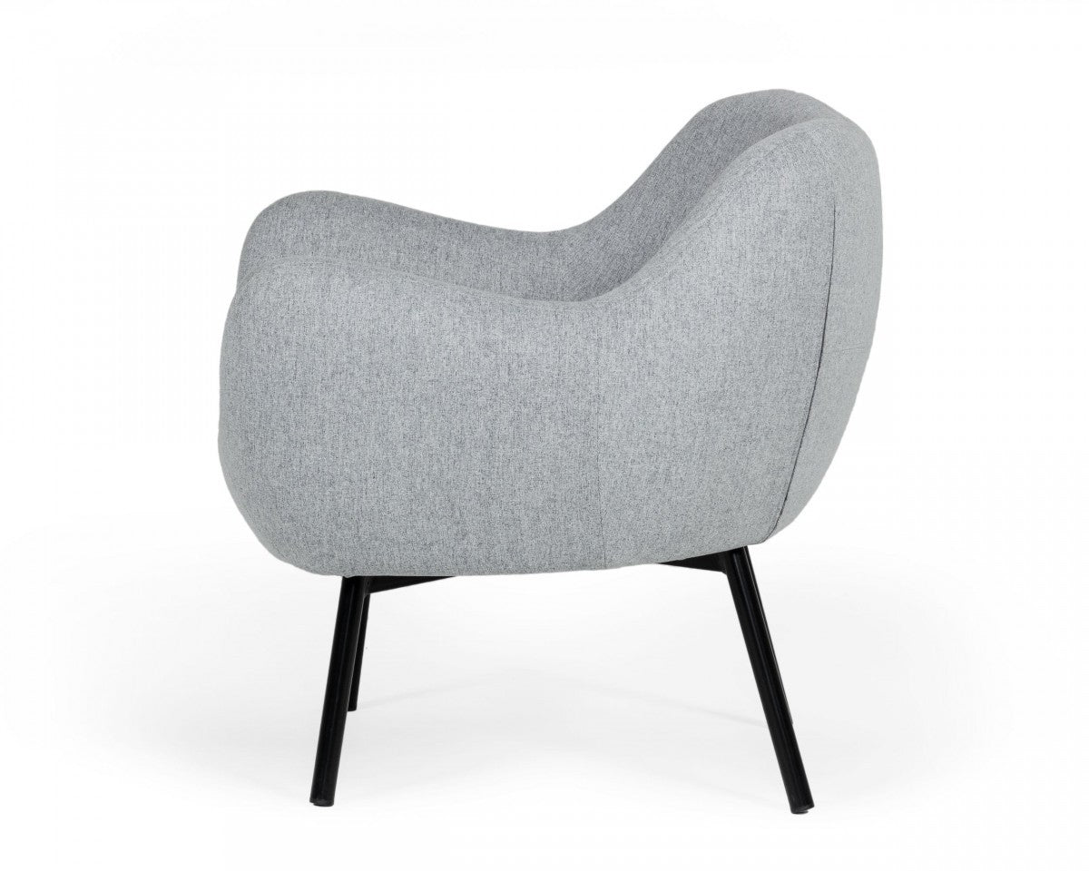 HomeRoots 28" Modern Linen Fabric Chunky Wingback Chair in Grey Finish