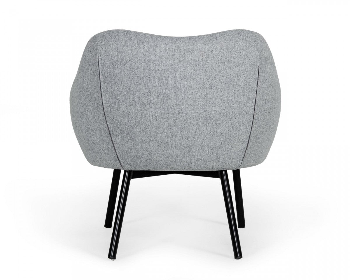 HomeRoots 28" Modern Linen Fabric Chunky Wingback Chair in Grey Finish