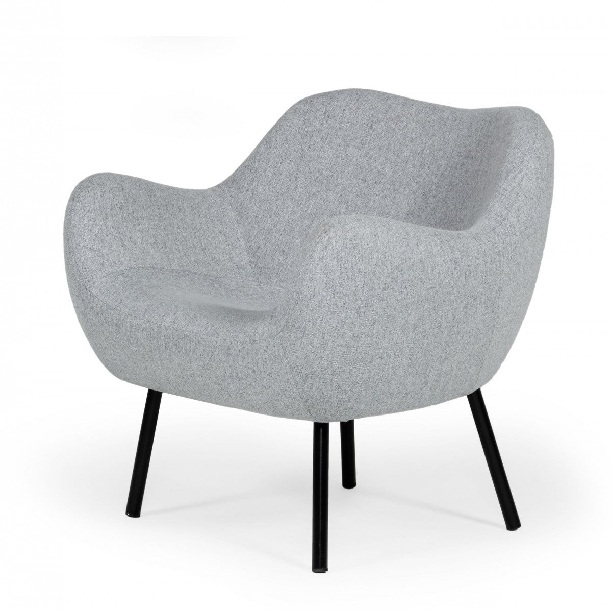 HomeRoots 28" Modern Linen Fabric Chunky Wingback Chair in Grey Finish