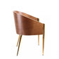 HomeRoots 28" Modern Walnut And Black Stylish Faux Leather Accent Chair With Gold Base Finish