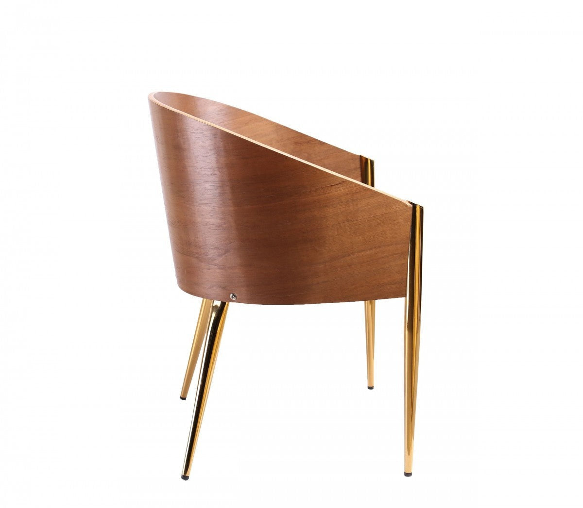 HomeRoots 28" Modern Walnut And Black Stylish Faux Leather Accent Chair With Gold Base Finish
