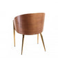 HomeRoots 28" Modern Walnut And Black Stylish Faux Leather Accent Chair With Gold Base Finish