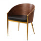 HomeRoots 28" Modern Walnut And Black Stylish Faux Leather Accent Chair With Gold Base Finish